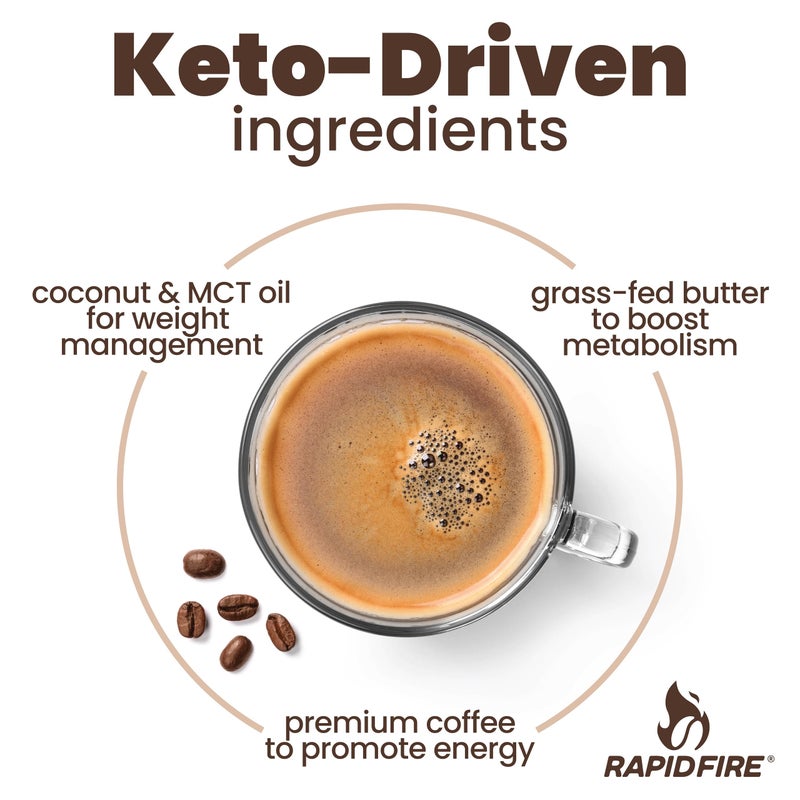 Rapid Fire Rapidfire Ketogenic High Performance Instant Coffee Mix, Supports Energy and Metabolism, 15 Servings, brown, 7.93 ounce (pack of 1) - Image 3